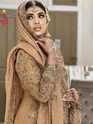 Rust Brown Embroidered Gharara - Bridal Dresses, Gharara, Nikkah Dresses, Wedding Dresses - Nikkah | Jabeenz UK