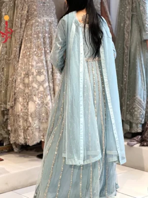 Ice Blue Party Wear Maxi - Bridesmaid Dresses, Formal Wear, Party Wear, Wedding Guest Dresses - Walima | Jabeenz UK