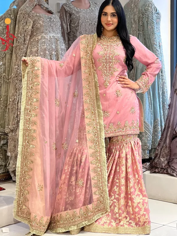 Pink Gharara - alternate view