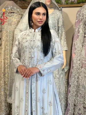 Steel Grey Symphony Jacket-Style Ensemble - Bridesmaid Dresses, Formal Wear, Party Wear, Wedding Guest Dresses - Walima | Jabeenz UK