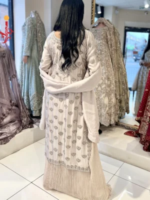 Ash Grey Formal Shirt with Crush Maxi - Bridesmaid Dresses, Formal Wear, Party Wear, Wedding Guest Dresses - Walima | Jabeenz UK