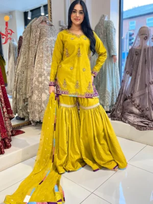 Dhani Gharara - Bridesmaid Dresses, Formal Wear, Gharara, Mehndi Dresses, Party Wear, Wedding Guest Dresses - Walima | Jabeenz UK