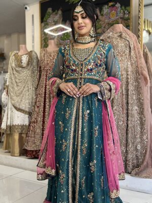 Heavy Sea Green Partywear Maxi - Bridesmaid Dresses, Formal Wear, Party Wear, Wedding Guest Dresses - Mehndi | Jabeenz UK