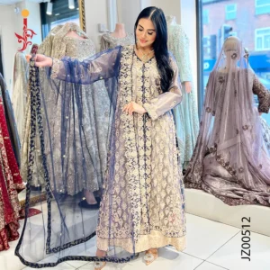 Blue and Golden Jacket Maxi Wedding Dresses by Jabeenz Manchester