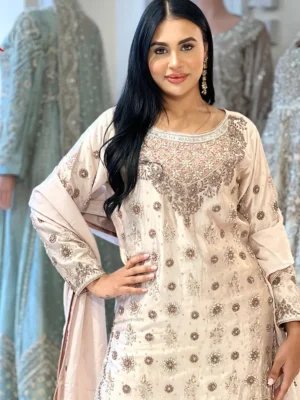Tea Pink Formal Shirt with Trousers - Bridesmaid Dresses, Formal Wear, Party Wear, Wedding Guest Dresses - Walima | Jabeenz UK