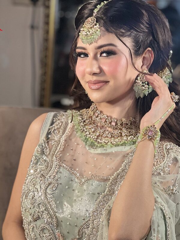Sage Green Front Open Bridal Maxi