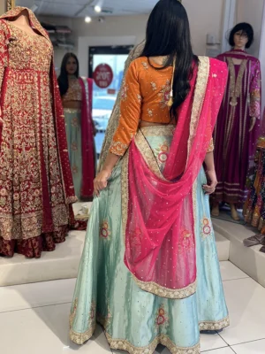 Bridal Mehndi Multi Color Lehenga - Bridal Dresses, Bridal Lehenga, Mehndi Dresses, Wedding Dresses - Walima | Jabeenz UK