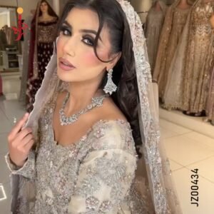 Fawn Embellished Bridal Maxi with Organza Dupatta