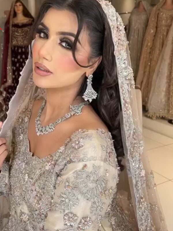 Fawn Embellished Bridal Maxi with Organza Dupatta