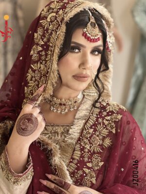 Golden Gharara with Maroon Dupatta - Image 3
