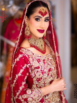 Red Net & Silk Lehenga - Image 4