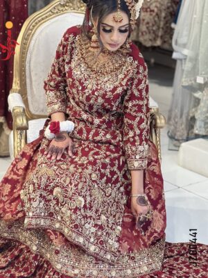 Deep Red Farshi Lehenga - Image 2