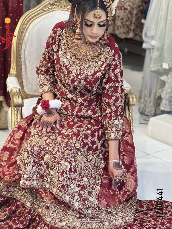 Deep Red Farshi Lehenga - Image 2