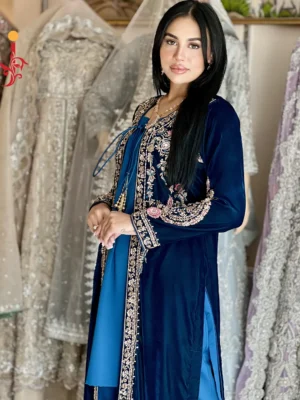 Royal Elegance Velvet Jacket Ensemble - Bridesmaid Dresses, Formal Wear, Party Wear, Wedding Guest Dresses - Walima | Jabeenz UK