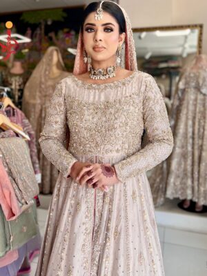 Ivory Front-Open Bridal Maxi - Bridal Dresses, Bridal Maxi, Formal Wear, Walima Dresses, Wedding Dresses - Nikkah | Jabeenz UK