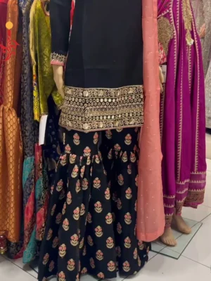 Black Gharara Party Wear - Bridesmaid Dresses, Formal Wear, Gharara, Party Wear, Wedding Guest Dresses - Walima | Jabeenz UK