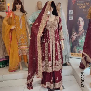 Maroon Peplum-Style Lehenga