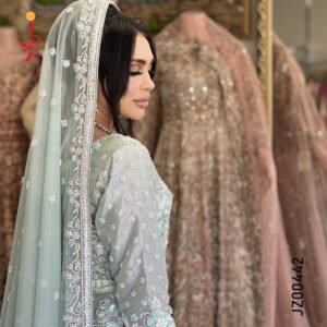 Sage Serenity Bridal Lehenga Choli in Organza Wedding Dresses by Jabeenz Manchester