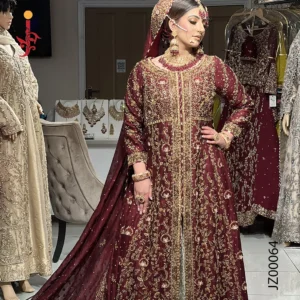 Maroon Front Open with Ivory Farshi