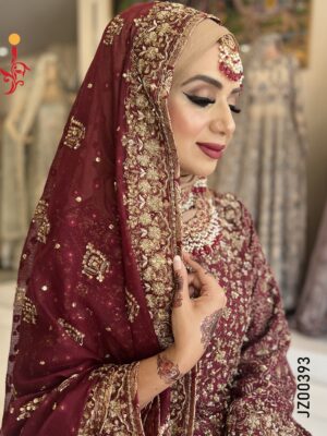 Maroon Embroiderd Shirt with Lehenga - Image 4