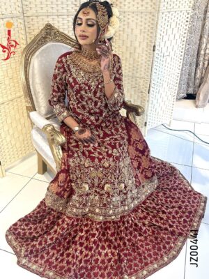 Deep Red Farshi Lehenga - Image 3