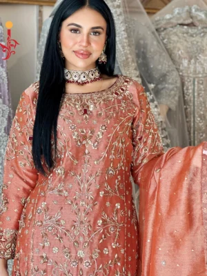 Rust Orange Formal Shirt - Bridesmaid Dresses, Formal Wear, Party Wear, Wedding Guest Dresses - Walima | Jabeenz UK