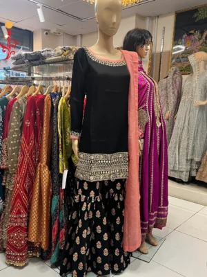 Black Gharara Party Wear - Bridesmaid Dresses, Formal Wear, Gharara, Party Wear, Wedding Guest Dresses - Walima | Jabeenz UK