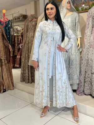 Steel Grey Symphony Jacket-Style Ensemble - Bridesmaid Dresses, Formal Wear, Party Wear, Wedding Guest Dresses - Walima | Jabeenz UK