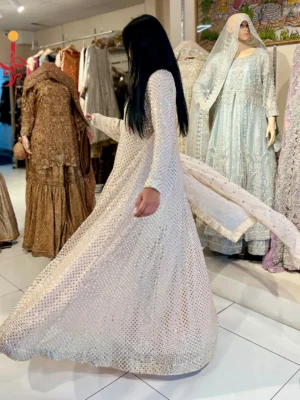 The Peach Chiffon Sequined Maxi - Bridesmaid Dresses, Formal Wear, Party Wear, Wedding Guest Dresses - Walima | Jabeenz UK