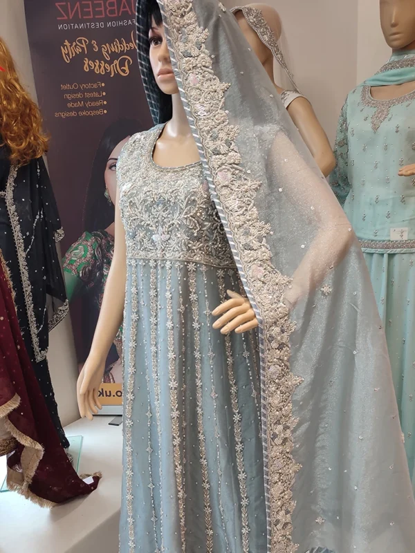 Ice Blue Embellished Maxi