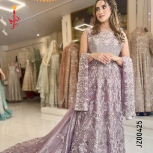 Silver Embellished Purple Maxi Wedding Dresses by Jabeenz Manchester