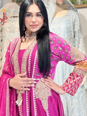Hot Pink Festive Maxi - Bridesmaid Dresses, Formal Wear, Party Wear, Wedding Guest Dresses - Walima | Jabeenz UK
