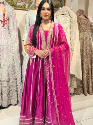 Hot Pink Festive Maxi - Bridesmaid Dresses, Formal Wear, Party Wear, Wedding Guest Dresses - Walima | Jabeenz UK