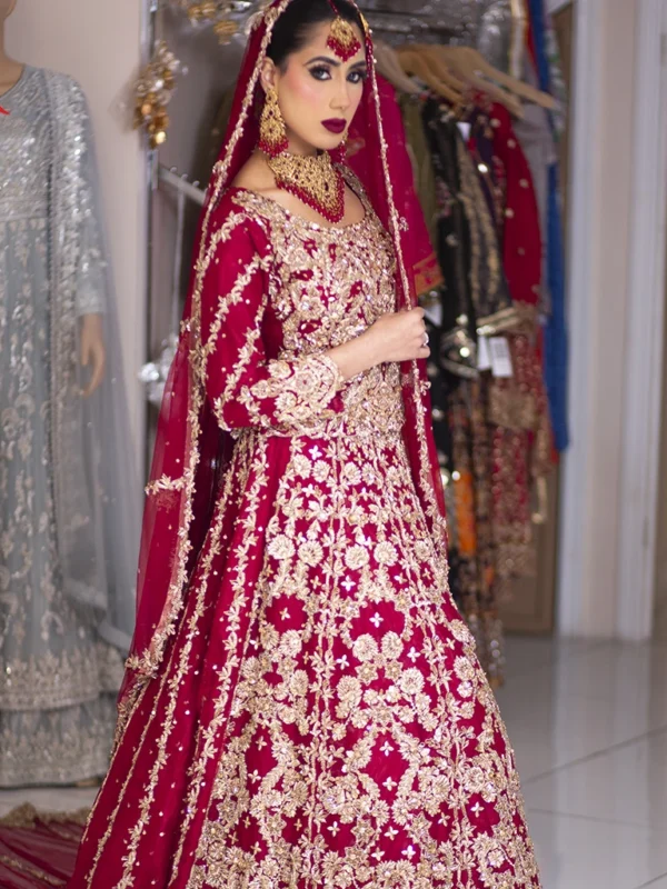 Red Net & Silk Lehenga