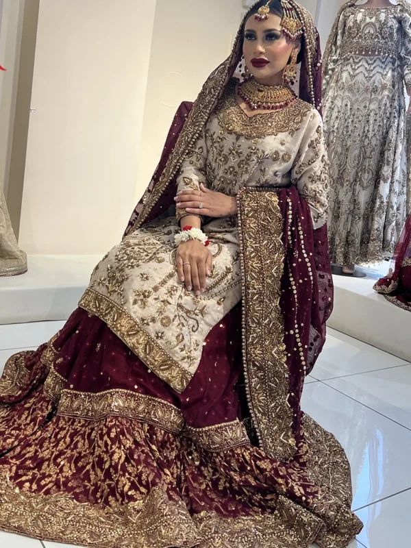 Deep Maroon Farshi Lehenga - Image 2