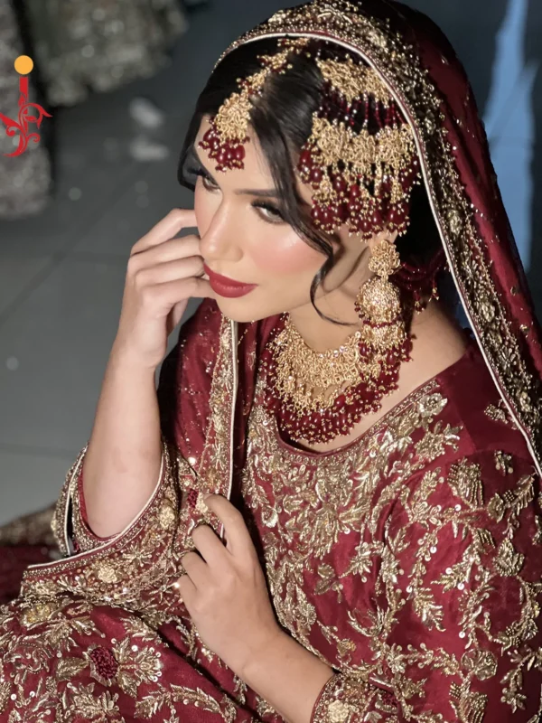 Deep Red Bridal Farshi Lehenga