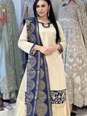 Golden and Blue Sharara Dress - Bridesmaid Dresses, Formal Wear, Party Wear, Sharara, Wedding Guest Dresses - Walima | Jabeenz UK