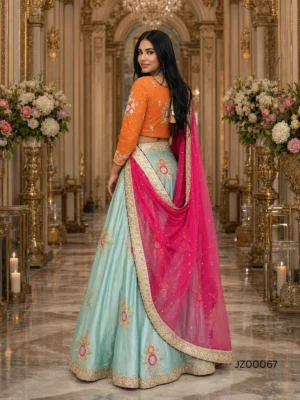 Bridal Mehndi Multi Color Lehenga — styling view | Jabeenz UK