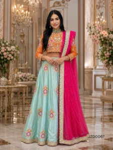 Bridal Mehndi Multi Color Lehenga