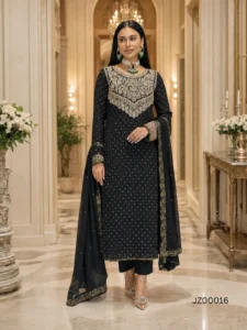 Elegant Black Chiffon Partywear Ensemble