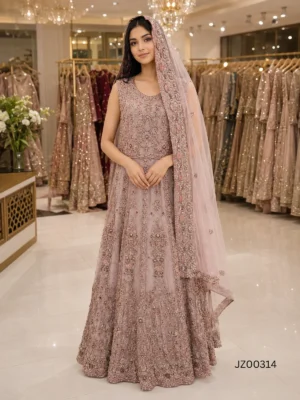 Pakistani bridal outfit - Lilac Tail Bridal Maxi detail - Jabeenz