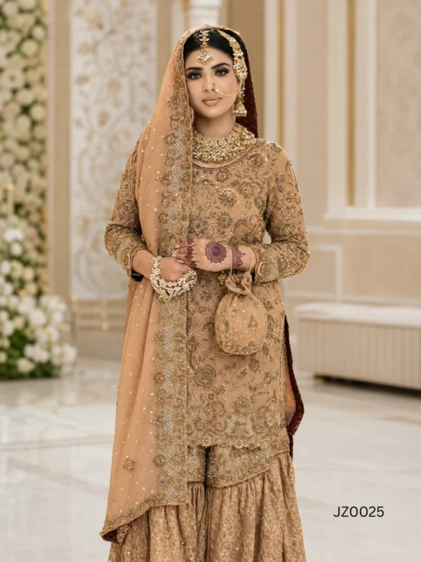 Rust Brown Embroidered Gharara - alternate view