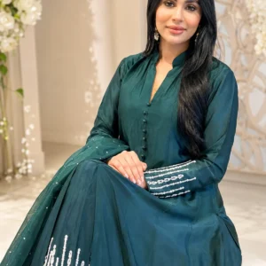 Bottle Green Pakistani Wedding & Party Wear Dress