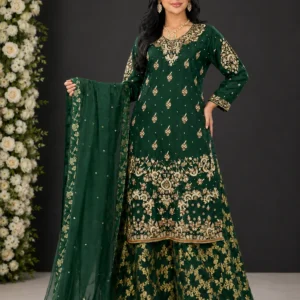Bottle Green Pakistani Wedding & Party Wear Sharara