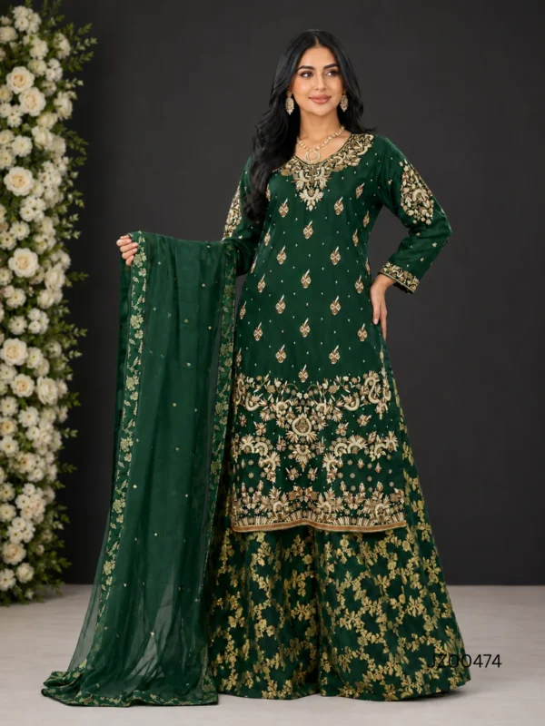 Bottle Green Shirt with Sharara
