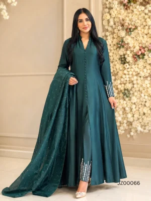 Bottle Green Aline with Trousers — detail view | Jabeenz UK