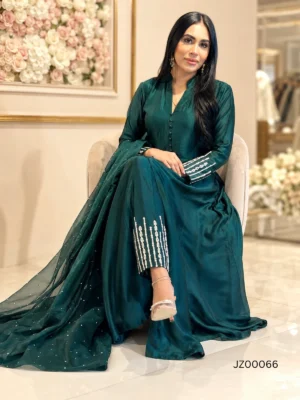 Bottle Green Aline with Trousers — styling view | Jabeenz UK