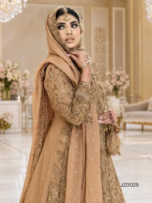 Rust Brown Embroidered Gharara — detail view | Jabeenz UK
