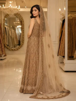 Pakistani bridal outfit - Coffee Tail Bridal Maxi detail - Jabeenz