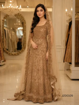 Red bridal outfit - Coffee Tail Bridal Maxi detail - Jabeenz
